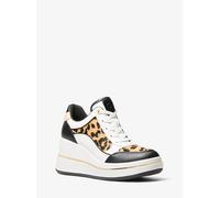 MK Sneaker Emmy in pelle e pelle effetto cavallino leopardata con zeppa - Giallo - Michael Kors EU 40.5