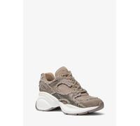 MK Sneaker Zuma in materiale misto con decorazioni e finiture sfrangiate - Naturale - Michael Kors EU 35