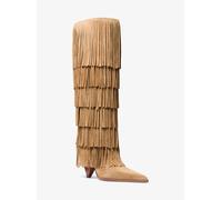 MK Stivali alti Jayla in pelle scamosciata con frange - Naturale - Michael Kors EU 40.5