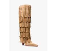 MK Stivali alti Jayla in pelle scamosciata con frange - Naturale - Michael Kors EU 41