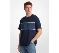 MK T-shirt in cotone con riga e stampa logo - Blu - Michael Kors XS