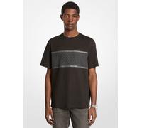 MK T-shirt in cotone con riga e stampa logo - Nero - Michael Kors XS