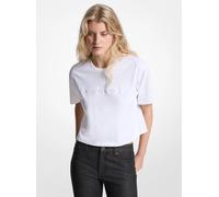 MK T-shirt in jersey di cotone con logo e borchie - Bianco - Michael Kors S