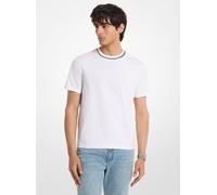 MK T-shirt in jersey di cotone con logo sul bordo - Bianco - Michael Kors L