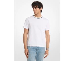 MK T-shirt in jersey di cotone con logo sul bordo - Bianco - Michael Kors M