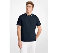 MK T-shirt in jersey di cotone con logo sul bordo - Blu - Michael Kors S