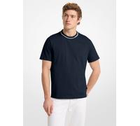 MK T-shirt in jersey di cotone con logo sul bordo - Blu - Michael Kors XS