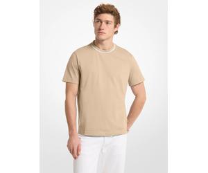 MK T-shirt in jersey di cotone con logo sul bordo - Naturale - Michael Kors S