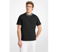 MK T-shirt in jersey di cotone con logo sul bordo - Nero - Michael Kors L