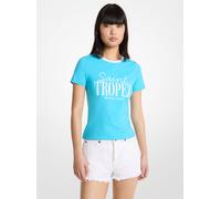 MK T-shirt St. Tropez in cotone stretch - Blu - Michael Kors S