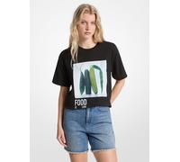 MK T-shirt Watch Hunger Stop in misto cotone e lino - Nero - Michael Kors M