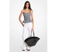 MK Top in cotone arricciato con motivo a quadretti - Nero - Michael Kors S