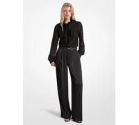 MK Tuta in raso e jacquard con colletto con nastro e clip metallizzata - Nero - Michael Kors IT 44