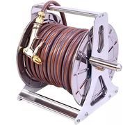 MKAK Avvolgitubo A Parete, Avvolgitubo Da Giardino Carrello Esterno Robusto Carrello Portagomma In Acciaio Inossidabile Scaffale Tubo Acqua Irrigazione(Hose Cart+30m Pipe)