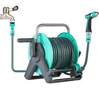 MKAK Avvolgitubo Da Pavimento Portatili, Avvolgitubo Carrello Avvolgitubo For Dispositivo Di Guida For Tubo Dell'acqua Da Giardino Montato A Parete Esterna For Autolavaggio(Hose Cart+25m Pipe)