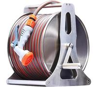 MKAK Avvolgitubo In Acciaio Inossidabile, Avvolgitubo Giardino Acqua Parete Rack Stoccaggio Set Lavaggio Auto Irrigazione Telaio Tubo Acqua Retrattile(35m)