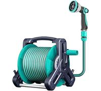 MKAK Avvolgitubo Portatile Uso Domestico, Carrello Tubo Flessibile Portatile Flessibile Autolavaggio A Parete Flessibile Pistola Acqua Kit Irrigazione Esterni(Hose Cart+25m Pipe)