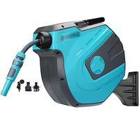 MKAK Avvolgitubo retrattile automatico, carrello con rotazione di 180 ° Avvolgitubo da giardino a parete(Hose Cart+20m Pipe)