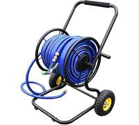 MKAK Carrello Avvolgitubo Tubo Dell'acqua, Giardino Con Rulli Supporto Stoccaggio Tubo Spinta Manuale Prato Ruote Flessibile Esterni Impieghi Gravosi(Black-dn15,Hose Cart+100m Pipe)