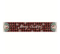 MKAK Decorazione for la casa Tovaglia da tè con neve, Accessori for la decorazione della tavola di Capodanno Bandiera da tavolo in lino Bandiera da tavolo natalizia Runner da tavolo(6,180x33cm)