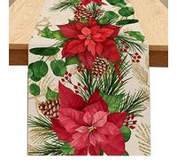 MKAK Decorazione natalizia for uomo anziano, cucina domestica, decorazione for sala da pranzo, forniture for feste for interni ed esterni, bandiera da tavolo in lino Runner da tavolo(2,150x33cm)