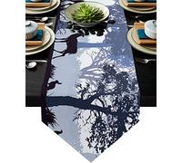 MKAK Foresta animale Black Rabbit Table runner, decorazione della tavola del partito di nozze accessori moderna casa della casa sulla tovaglia Runner da tavolo(33x304cm)