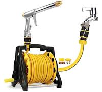 MKAK Piccolo Carrello Portatile For Tubo Da Giardino, Resistente Rack Di Stoccaggio PP Facile Da Riporre Pistola Ad Acqua Ad Alta Pressione Avvolgitubo(Hose Cart+35m Pipe)