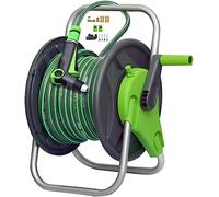 MKAK Portatubo Da Parete For Esterni, Carrello Tubi Portatile Portatile Acqua Avvolgitubo Pulizia Domestica Hosemobile Bagni Di Animali Domestici(Hose Cart+15m Pipe)