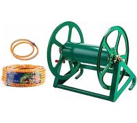 MKAK Rack Di Stoccaggio For Tubi Di Irrigazione For Esterni, Carrello Avvolgitubo Montaggio A Parete Carrello Avvolgitubo For Acqua Telescopico ManualeStabile(Hose Cart+200m Pipe)