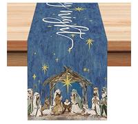 MKAK Runner da tavolo for decorazioni natalizie, decorazioni for la cena della vigilia di Natale a tema retrò for interni festivi in fattoria Runner da tavolo(200x33cm)