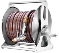 MKAK Stainless Steel Giardino Avvolgitubo, A Parete Tubo Di Acqua Storage Rack Set Ad Alta Pressione Pistola A Spruzzo Con 5 Tipi Di Getto(10m)