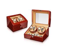 MKAK Watch Winder Box, for Orologi Automatici, Adattatore Esterno for Vernice for Pianoforte in Legno massello e Motore Silenzioso Alimentato a Batteria Accessori per Orologi(4+6)