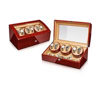 MKAK Watch Winder Box, for Orologi Automatici, Adattatore Esterno for Vernice for Pianoforte in Legno massello e Motore Silenzioso Alimentato a Batteria Accessori per Orologi(6+7)
