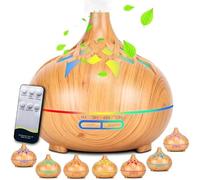 MKAKYES Diffusore di Oli Essenziali, Ultrasuoni Diffusori Olio con Telecomando, Diffusore Di Aromi, Umidificatore Ambiente per Casa, Spegnimento Automatico Senza Acqua e 7 Colori LED, per Yoga,Spa