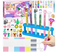 MKAKYES Laboratorio Delle Penne, Kit Creativo per Creare Penne con 82 Accessori, Lavoretti Creativi per Bambini, Set di Penne Creare Fai da te, Idee Regalo per Ragazzi e Ragazze 5-12 Anni