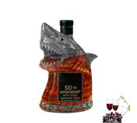 Mkasbn Jaw - Bottiglia di vino con statua di squalo per il 50° anniversario, in vetro trasparente a forma di animale incisa, bottiglia da 320 ml, per amanti del whisky, idea regalo di compleanno da
