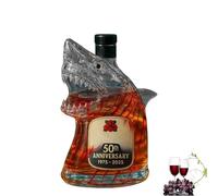 Mkasbn Jaw - Bottiglia di vino con statua di squalo per il 50° anniversario, in vetro trasparente a forma di animale incisa, bottiglia da 320 ml, per amanti del whisky, idea regalo di compleanno da