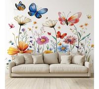 MKBKLI Carta da Parati Acquerello Farfalla Fiore Selvatico Fotografica 3D in Tessuto Non Tessuto 350x256 cm, Colla Non Inclusa, Design Lusso per Pareti Camera Soggiorno Divano TV Hotel Corridoio