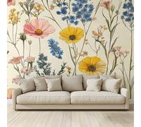 MKBKLI Carta da Parati Fotografica Fiori campo acquerellati profumo floreale - Design per Pareti Camera - Fotomurale Tessuto Non Tessuto 250 x 175 cm - Colla Non Inclusa A175