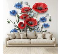 MKBKLI Carta da Parati Fotografica Fiori papaveri profumo floreale - Design per Pareti Camera - Fotomurale Tessuto Non Tessuto 350 x 256 cm - Colla Non Inclusa A210