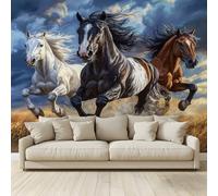 MKBKLI Carta da Parati Fotografica Tre cavalli robusti - Design per Pareti Camera - Fotomurale Tessuto Non Tessuto 250 x 175 cm - Colla Non Inclusa A67