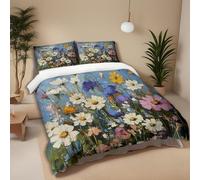 MKBKLI Set di biancheria da letto con copripiumino Margherite piante, per bambini, ragazzi e adulti, copripiumino decorazione per camera da letto 135x200cm