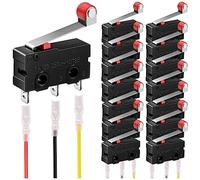 MKBKLLJY 15pcs Micro finecorsa 5A 125 250V AC SPDT 1NO 1NC cerniera corta Roller Levr Braccio Interruttore Snap Action Button Tipo 3Pin Micro Finecorsa con braccio leva scooter nero 45pcs cavo