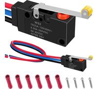 MKBKLLJY 2 pezzi Interruttore di fine corsa micro impermeabile IP67 a leva rotolante lungo e diritto 10A 125V 250V SPDT 1NO 1NC 3 pin precablato nero WS2 Micorswitch con connettori testa a testa