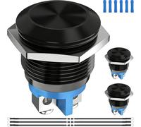 MKBKLLJY 3 interruttori a pressione moment da 22 mm, 2 A, 12 V, 24 V, 36 VDC/110 V, 220 VAC, 1NO SPST, morsetti a vite a 2 poli, impermeabili, testa piatta, in lega di alluminio con connettore di filo