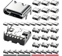 MKBKLLJY Connettore femmina USB C 6 Pin 3A 5V per SMD SMT PCB Socket 40PCS | Presa di tipo C, guscio in acciaio inox, sostituzione porta di ricarica, per riparazione di tastiere, mouse