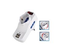 MKC - 492518058 - Adattatore rotante con interruttore - 2 prese bipasso 2P+T 10-16A + 1 presa Schuko + 2 prese USB - MKC - 77580 - Conf. da 1 Pz.
