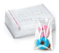 MKEAWWU Bustine Trasparenti Richiudibili 100 Pezzi 9X16Cm Adesivi Per Alimenti Caramelle Biscotti