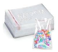 MKEAWWU Bustine Trasparenti Richiudibili 200 Pezzi 12X6Cm Adesivi Per Alimenti Caramelle Biscotti
