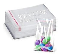 MKEAWWU Bustine Trasparenti Richiudibili 200 Pezzi 12X8Cm Adesivi Per Alimenti Caramelle Biscotti